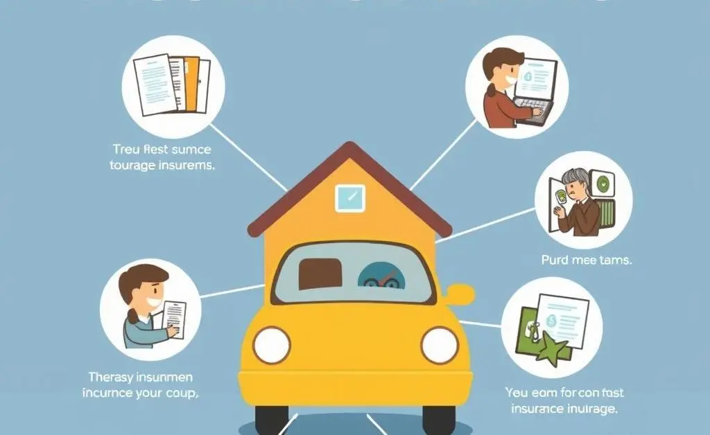 Cartoon graphic explaining common insurance terms with simple visuals.
