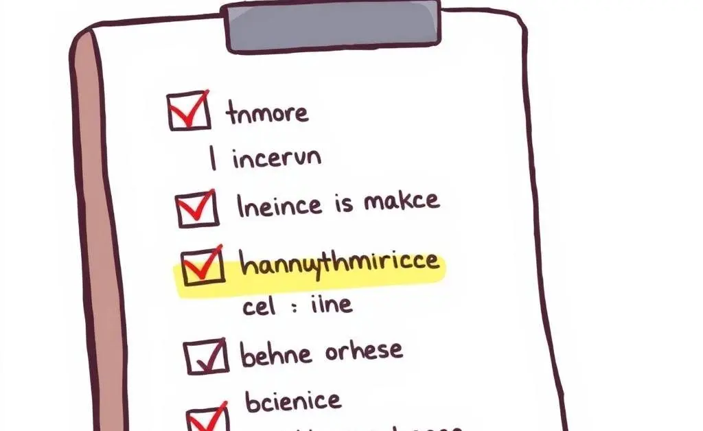 A cartoon-style illustration of a checklist with various insurance terms highlighted.
