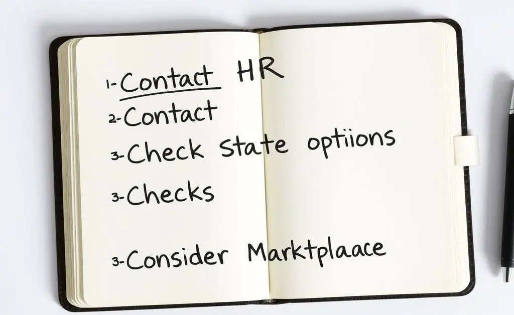 Notebook open with insurance tips written inside