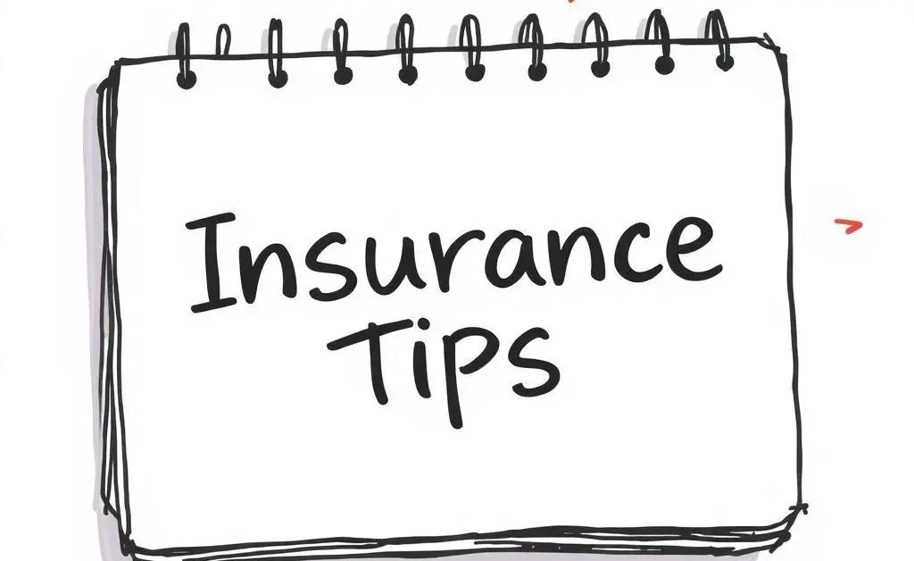 A notebook with 'Insurance Tips' surrounded by notes