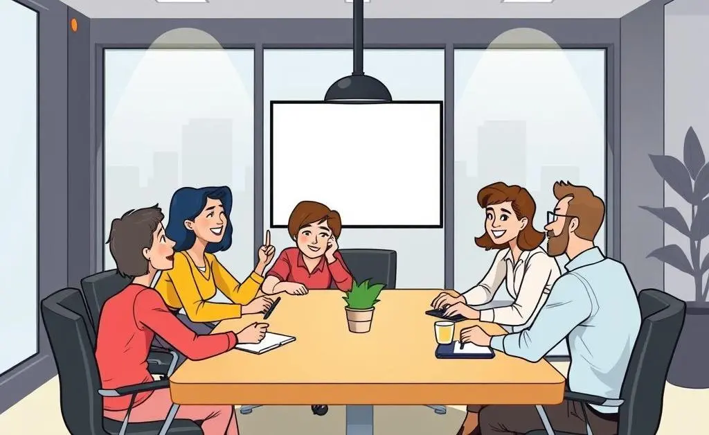 Collaborative meeting in a modern corporate setting
