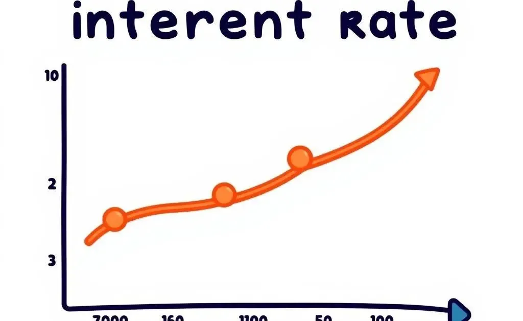 Cartoon-style image of a simple interest rate chart showing changes over time.