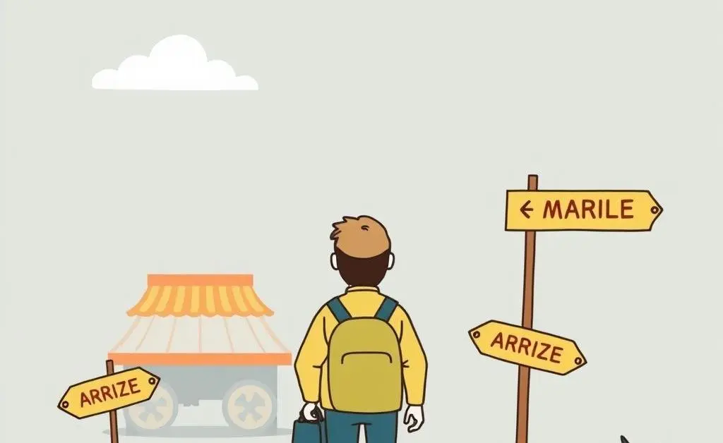 A person on a journey through international markets with tariff signposts