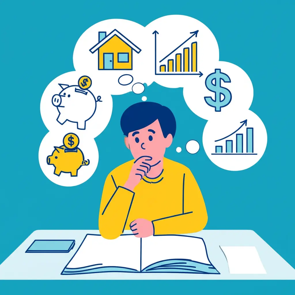 Person setting and thinking about financial goals
