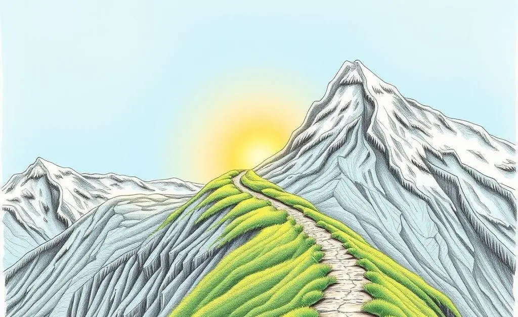 Scenic path leading up a mountain, symbolizing the journey of investing.