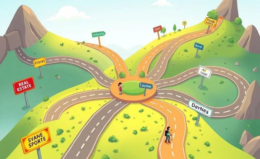 Illustration of different financial pathways symbolizing investment options.