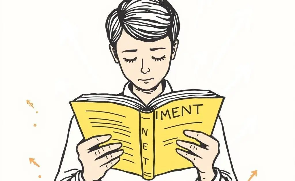 Person reading about investment with dollar signs
