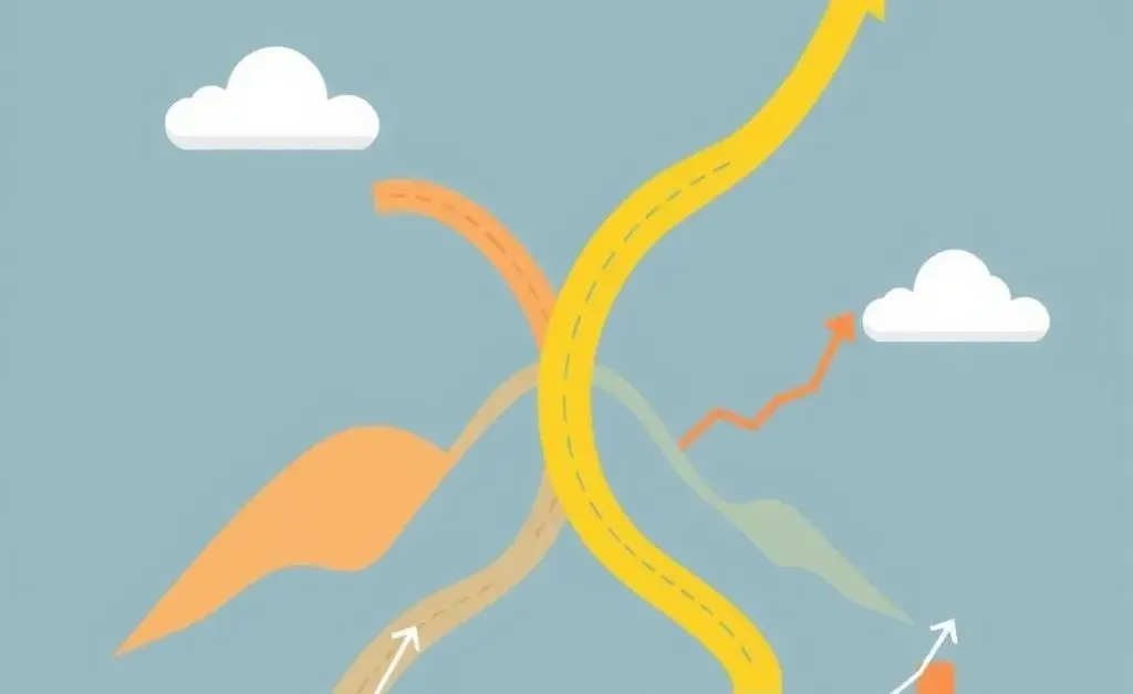 Different investment paths and graphs showing growth trajectories