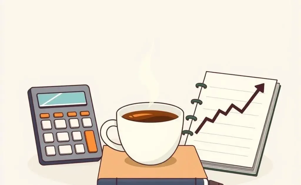 Illustration of investing tools like a calculator and notebook