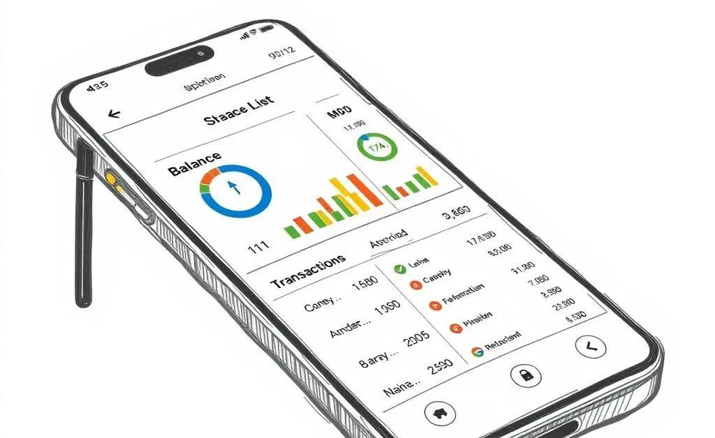 Depiction of a financial app interface