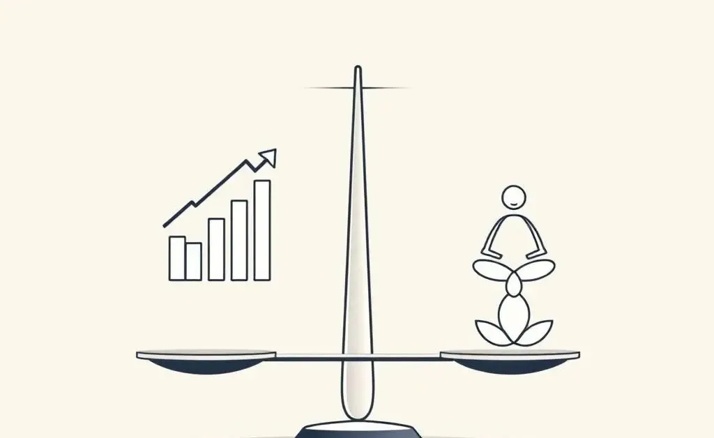 A balance scale with stocks and peace of mind