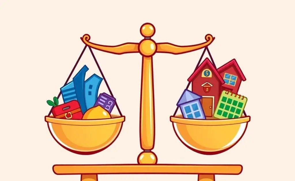 A balance scale illustrating portfolio diversification