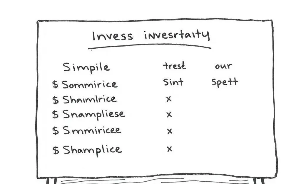 A hand-drawn illustration showing a set of simple investment options on a table.