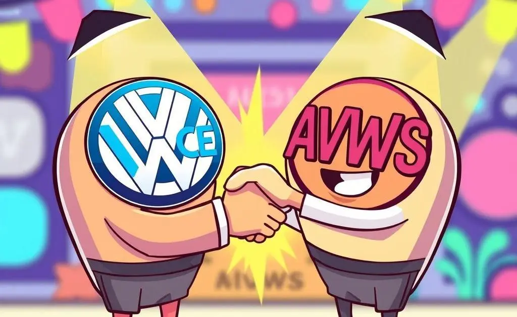 Illustration of VWCE and AVWS investment combo with a handshake symbol