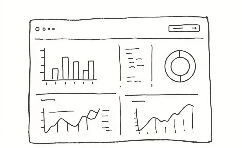 A hand-drawn image of a clear and simple investment dashboard.
