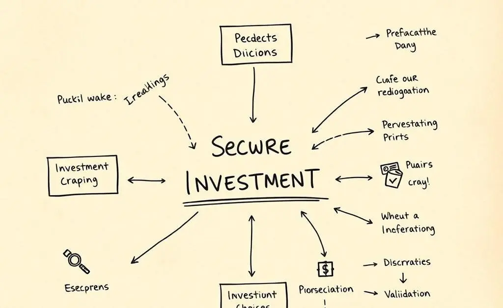 A hand-drawn image of a flowchart showing safe investment decision-making steps.