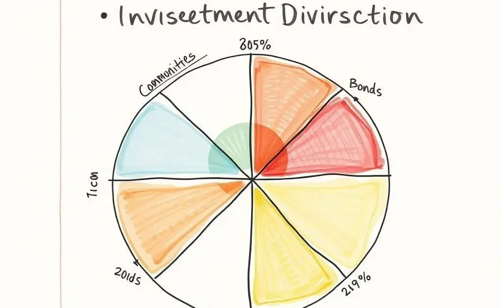 Illustration of an investment diversification chart with asset allocation.