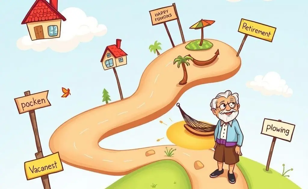 Roadmap showing various investment goals like retirement, home, and vacation.