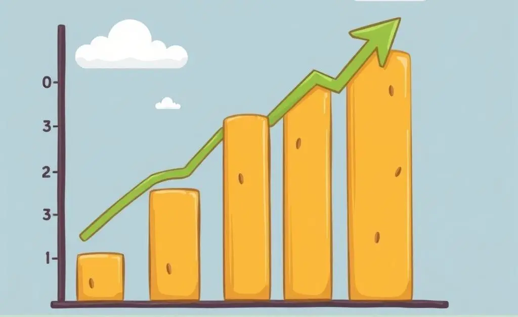 A cartoon-style growth chart illustrating potential investment growth