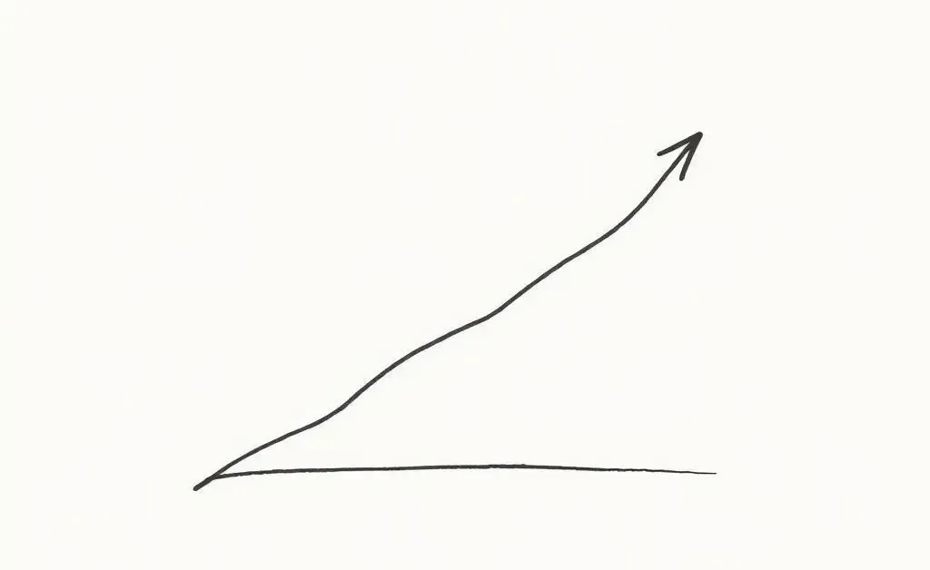 Minimalist hand-drawn chart showing growth, symbolizing career progression.