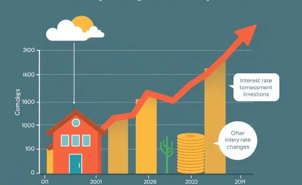 An illustrated graph showing the impact of interest rate changes on investments