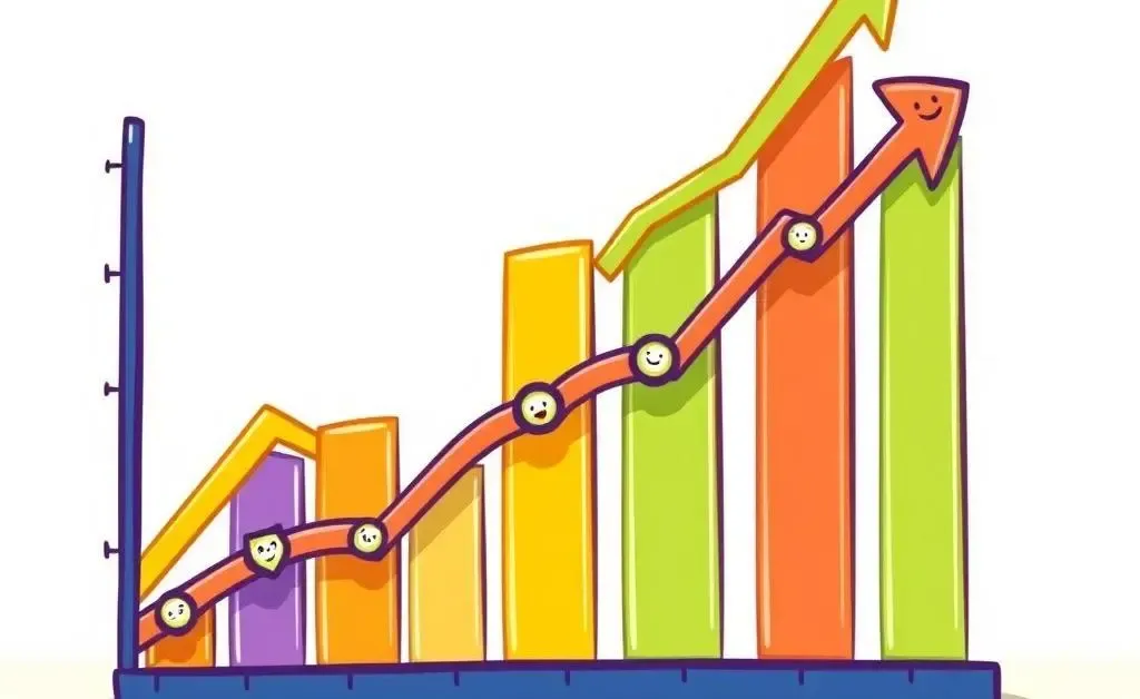 A chart with an upward trend, depicting investment growth over time
