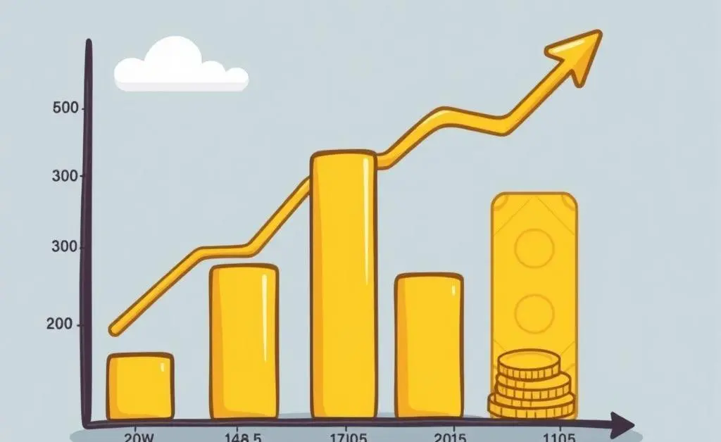 Chart showing growth in investments with gold.