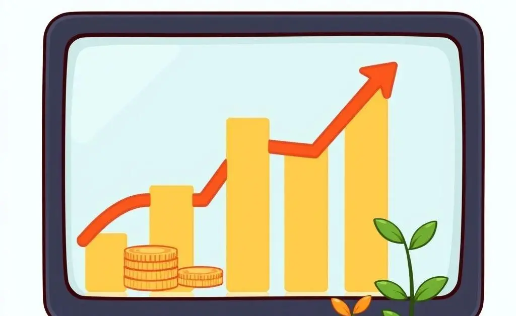 A cartoon-style growth chart with upward trends.