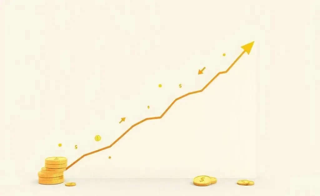 Simple growth chart showing investments increasing over time
