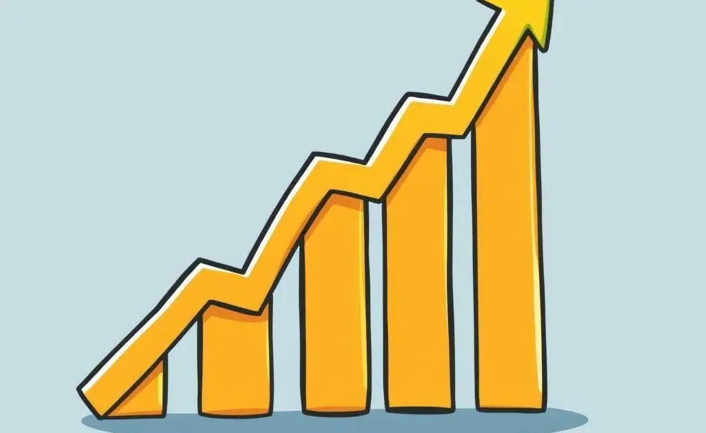 A cartoon-style graph showing an upward trend, symbolizing positive investment growth.