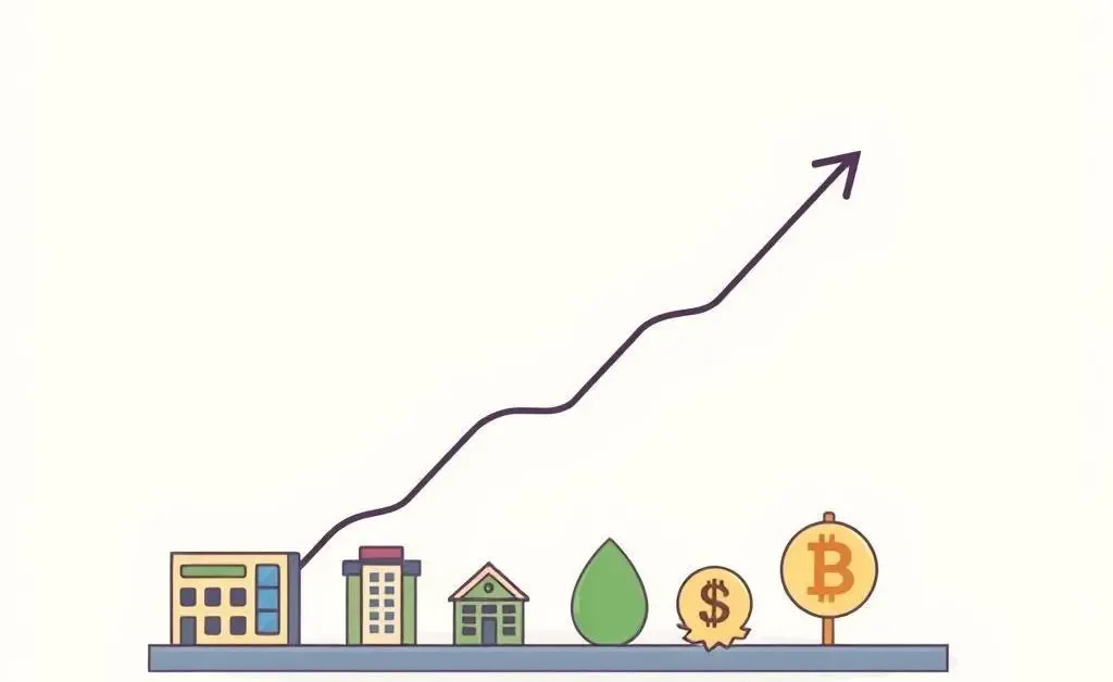 Minimalist investment growth chart with icons