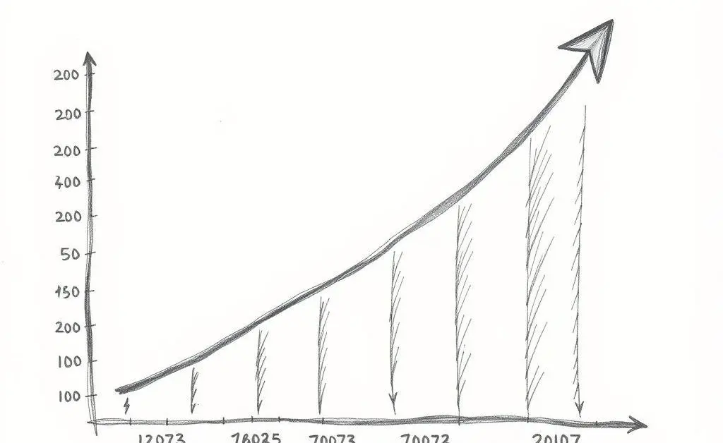 Chart showing an upward trend in investments, indicating growth over time.