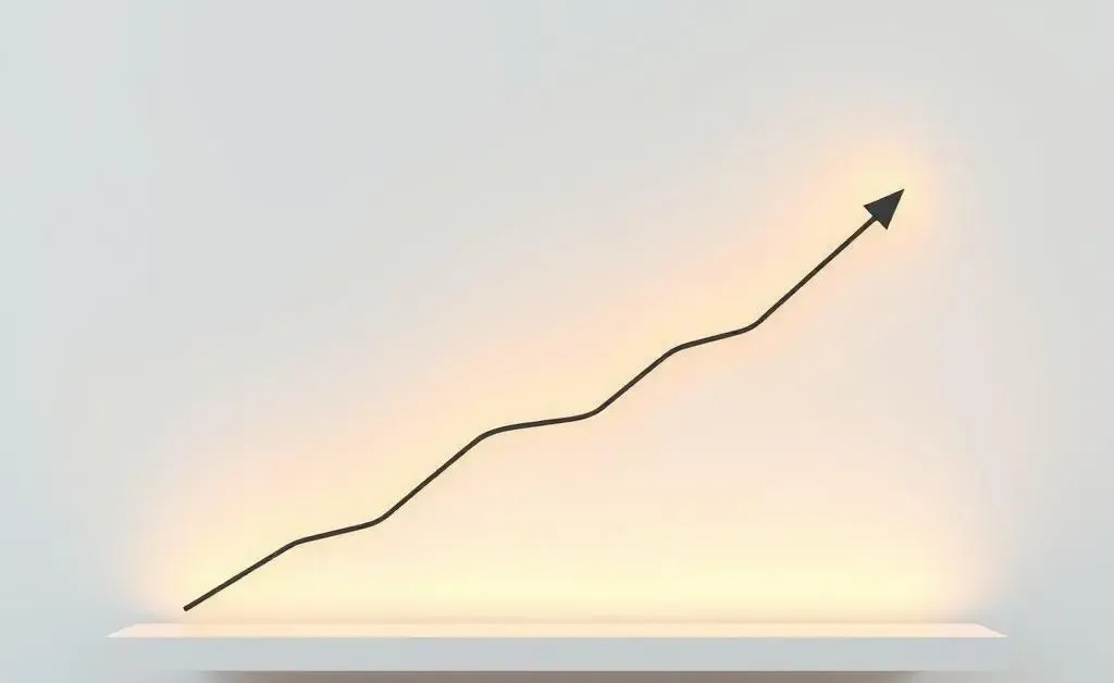 A clean, modern chart showing a steadily increasing line, symbolizing investment growth over time