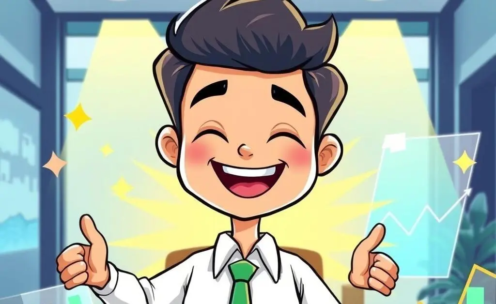 A person looking at growing investment charts, feeling optimistic