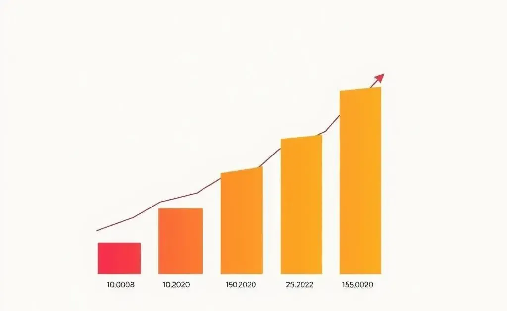 An illustration showing growth in investments over time
