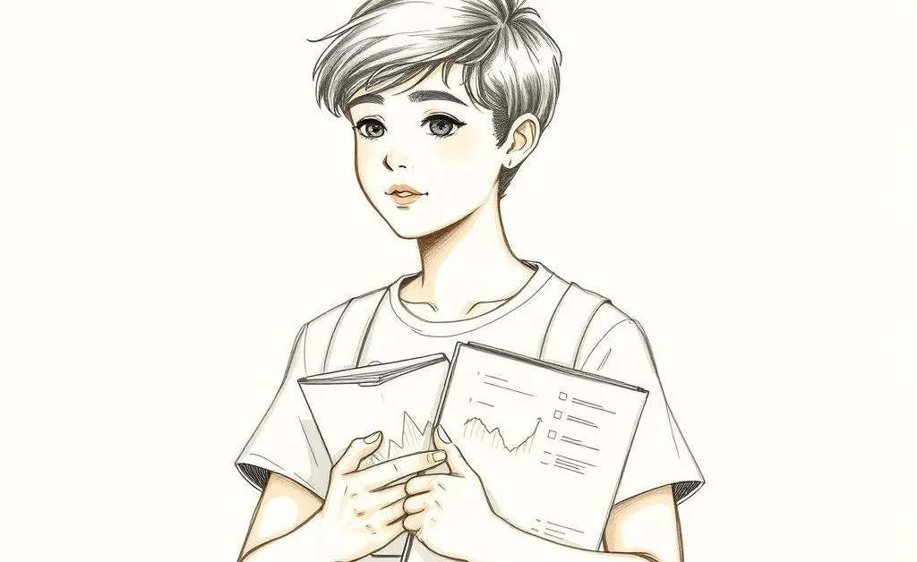 A young person holding an investment portfolio