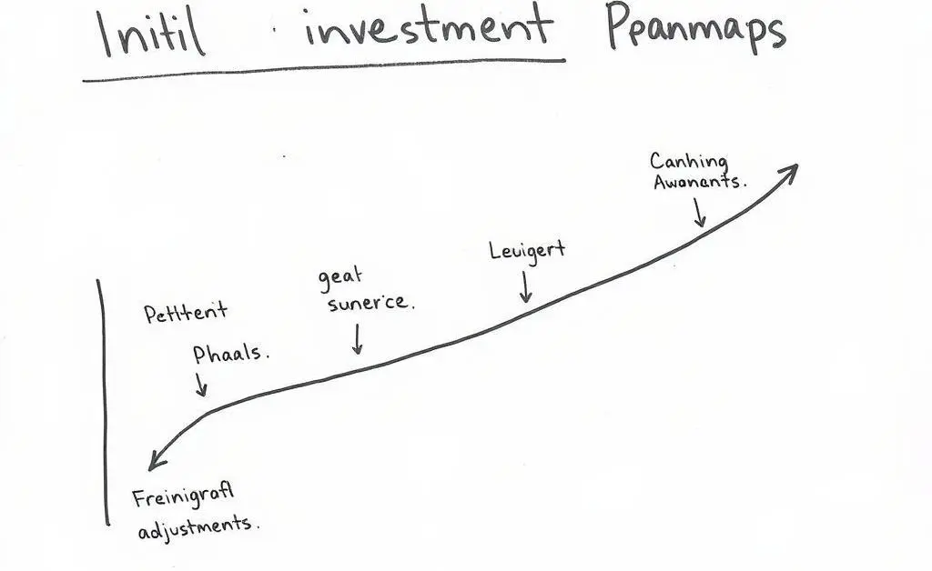 A hand-drawn roadmap showing initial investment plans leading to adjustments over time