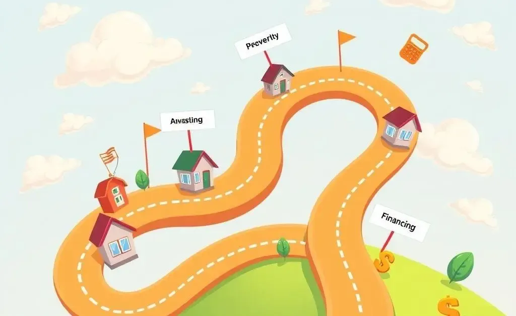 A roadmap depicting the journey of a real estate investor, with milestones marked.