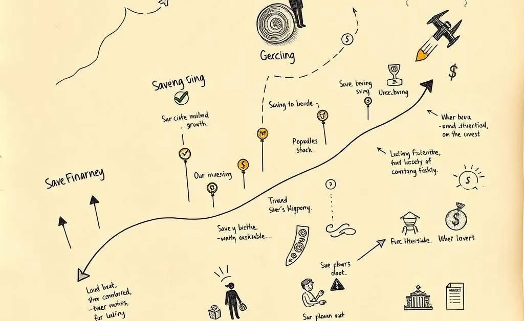 Hand-drawn roadmap of a financial journey