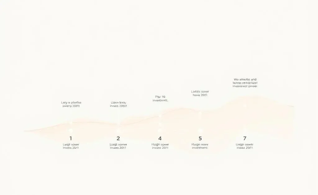 Timeline graphic showing gradual growth of investment with milestones and calming visuals.