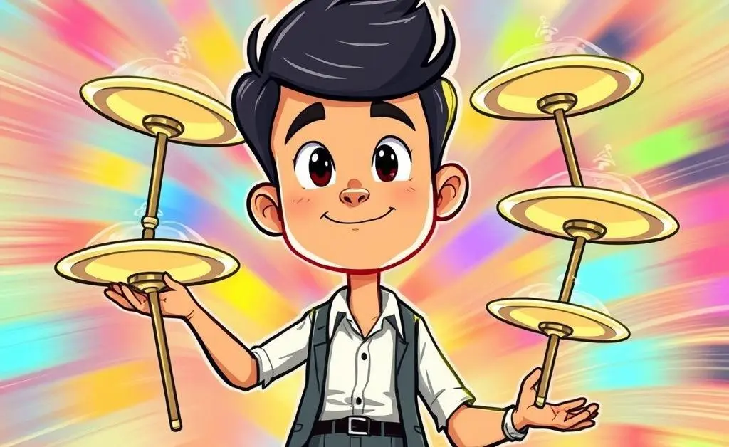 A person balancing investments like spinning plates.