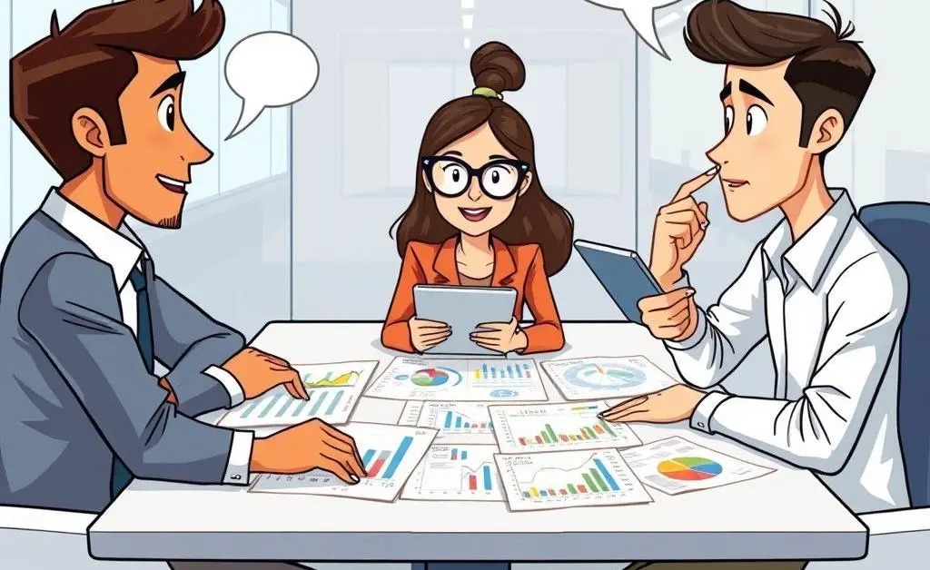People in a meeting discussing finances and investment strategies