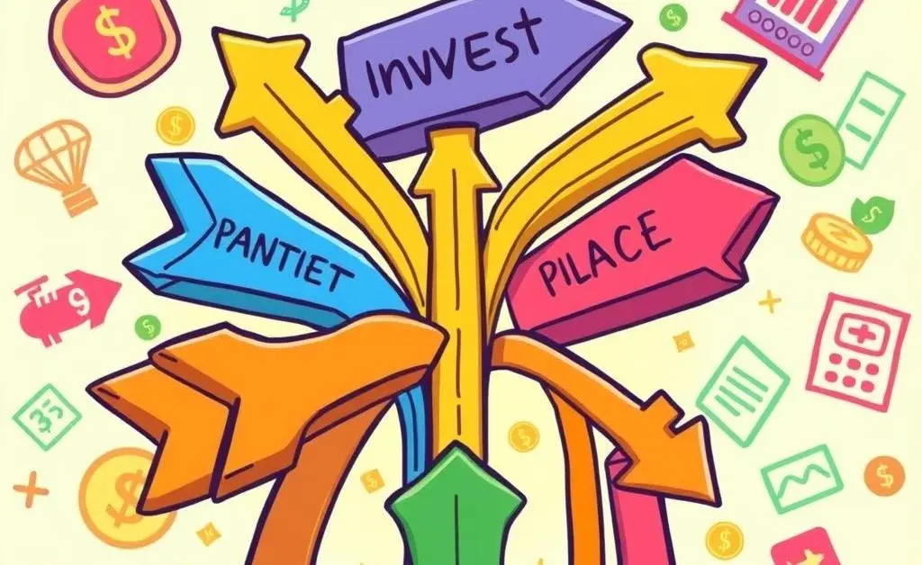 Different investment avenues represented by arrows