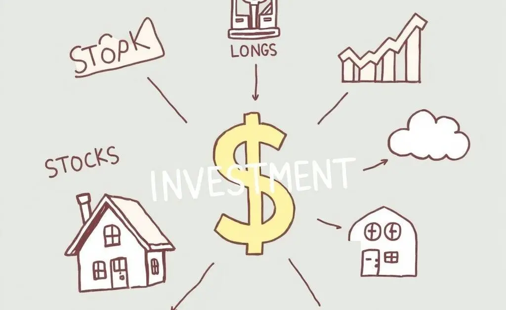 Options for investing like stocks, bonds, and real estate