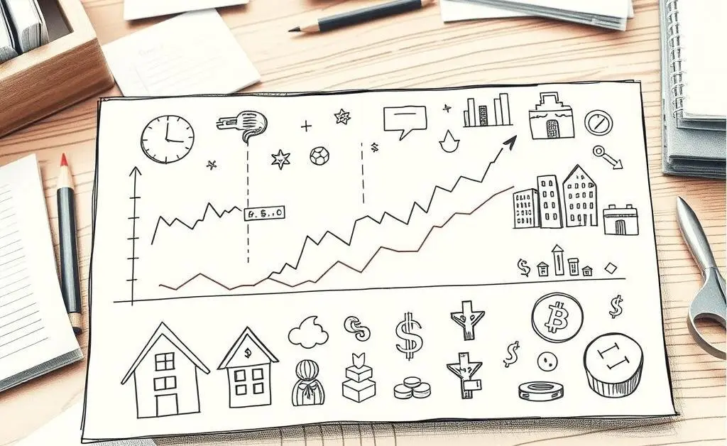 Various investment options chart on a desk