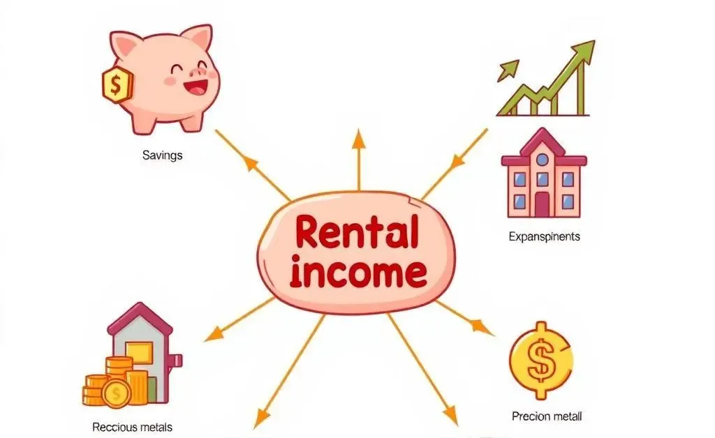 Flowchart of investment options branching from rental income
