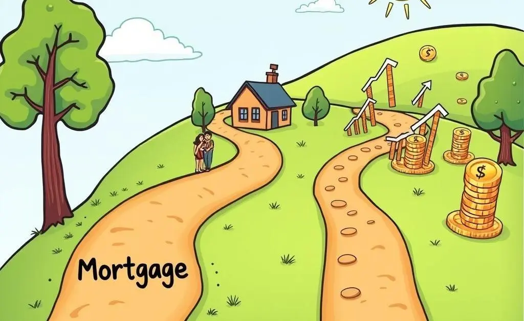 Two paths labeled 'Mortgage' and 'Investments' splitting from a main path
