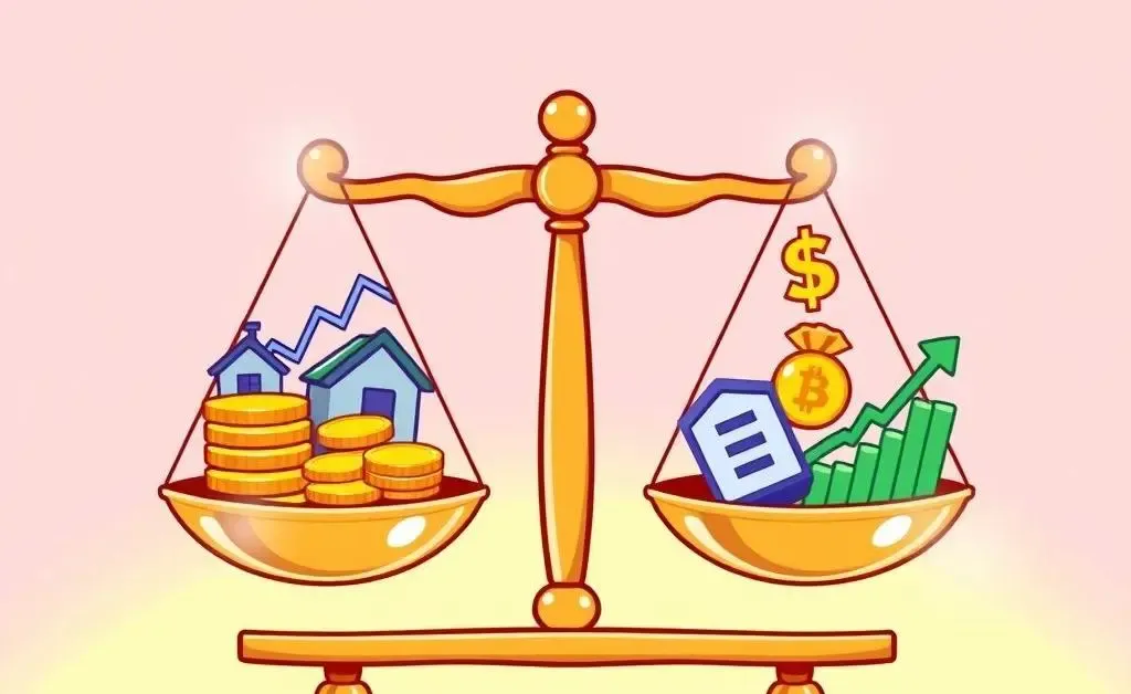 Cartoon of a balanced investment portfolio