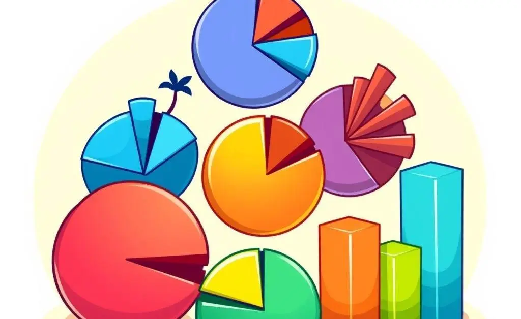 A diverse investment portfolio illustrated as pie and bar charts
