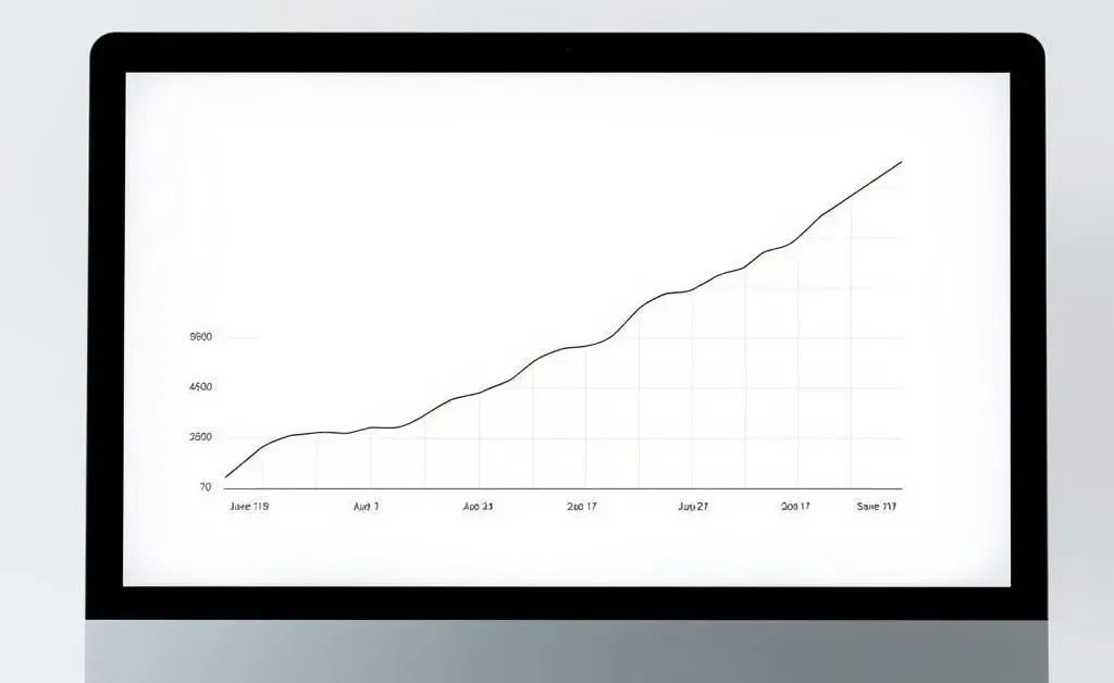 A simple line chart on a computer screen showing investment progress over time.